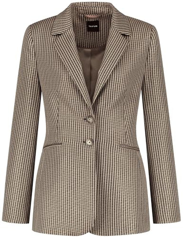 Taifun Damen Taillierter Blazer Langarm, geknöpfte Armschlitze Gemustert Schwarz Gemustert 34 im Sale